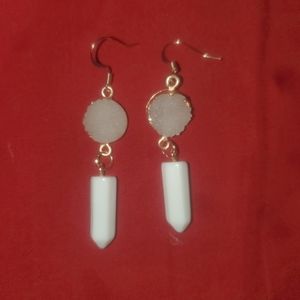 White Quartz Druzy Earrings